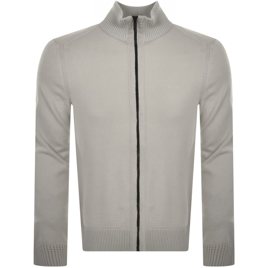 BOSS Avac Knit Full Zip Jumper Grey